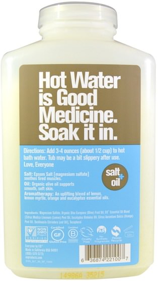 洗澡，美容，浴鹽 - Everyone, Epsom Soak, Eucalyptus + Citrus, 30 oz (850.5 g)