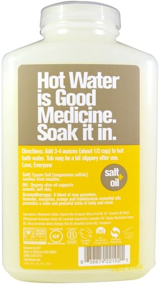 洗澡，美容，浴鹽 - Everyone, Epsom Soak, Geranium + Sweet Orange, 30 oz (850.5 g)