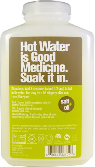洗澡，美容，浴鹽 - Everyone, Epsom Soak, Juniper + Cedarwood, 30 oz (850.5 g)
