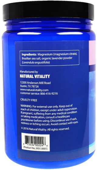 洗澡，美容，浴鹽 - Natural Vitality, Natural Calm Bath, Lavender, 20 oz
