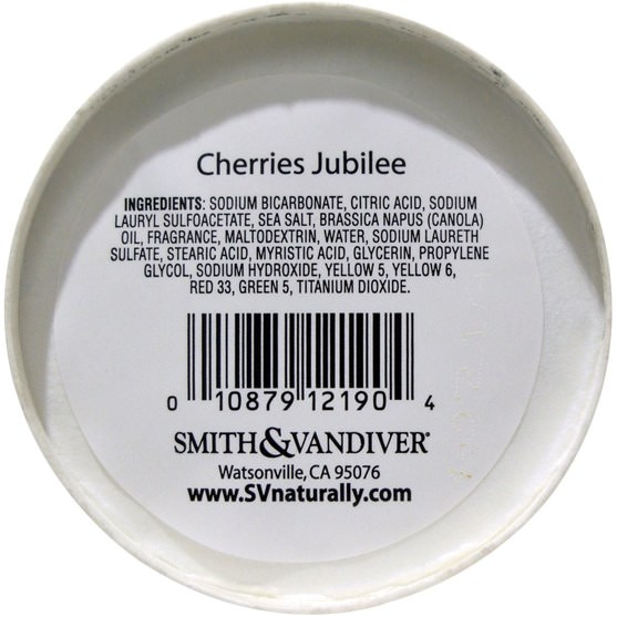 洗澡，美容，浴鹽 - Smith & Vandiver, Double-Dip Fizz & Foam, Cherries Jubilee, 4 oz (113 g)