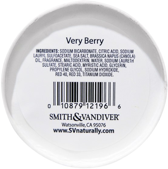洗澡，美容，浴鹽 - Smith & Vandiver, Double-Dip Fizz & Foam, Very Berry, 4 oz (113 g)