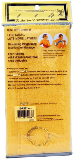洗澡，美容，沐浴海綿和刷子 - Bass Brushes, Body Care, The Original Exfoliation Skin Towel, 1 Skin Towel