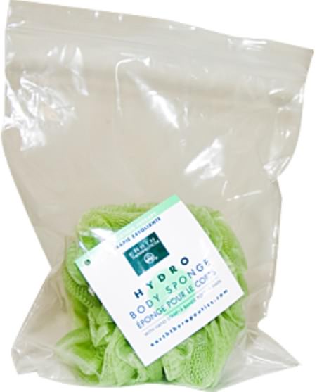洗澡，美容，沐浴海綿和刷子 - Earth Therapeutics, Hydro Body Sponge, Green, 1 Sponge