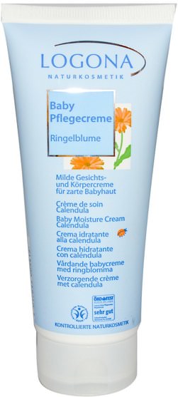洗澡，美容，身體護理，潤膚露，嬰兒潤膚露 - Logona Naturkosmetik, Baby Moisture Cream, Calendula, 3.4 fl oz (100 ml)