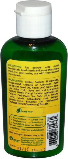 洗澡，美容，身體護理，油 - Organix South, Theraneem Naturals, Neem Tooth & Gum Powder, Gentle Cinnamon Therape, 40 g