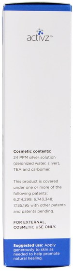 洗澡，美容，潤膚露 - Activz, Silver Gel, 24 PPM, 4 fl oz (118 ml)