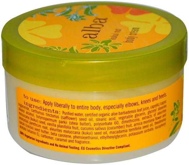 沐浴，美容，潤膚露，alba botanica夏威夷線 - Alba Botanica, Body Cream, Kukui Nut, 6.5 oz (180 g)