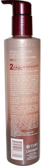 洗澡，美容，潤膚露，摩洛哥堅果 - Giovanni, 2Chic, Ultra-Sleek Body Lotion, Brazilian Keratin & Argan Oil, 8.5 fl oz (250 ml)