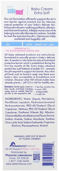 洗澡，美容，潤膚露，嬰兒潤膚露 - Sebamed USA, Baby Cream Extra Soft, 7 oz (200 g)