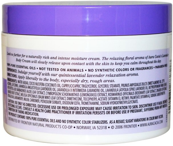 洗澡，美容，潤膚露，身體護理 - Aura Cacia, Aromatherapy Body Cream, Lavender, 8 fl oz (236 ml)