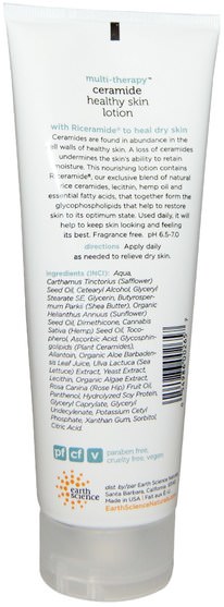洗澡，美容，潤膚露 - Earth Science, Multi-Therapy, Ceramide Healthy Skin Lotion, Fragrance Free, 8 fl oz (237 ml)