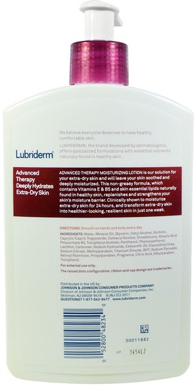 洗澡，美容，潤膚露 - Lubriderm, Advanced Therapy Lotion, Deeply Hydrates Extra-Dry Skin, 16 fl oz (473 ml)