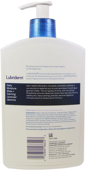 洗澡，美容，潤膚露 - Lubriderm, Daily Moisture Lotion, Shea + Calming Lavender Jasmine, 16 fl oz (473 ml)