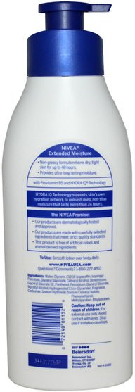 洗澡，美容，潤膚露 - Nivea, Extended Moisture, Body Lotion, Dry to Very Dry Skin, 16.9 fl oz (500 ml)