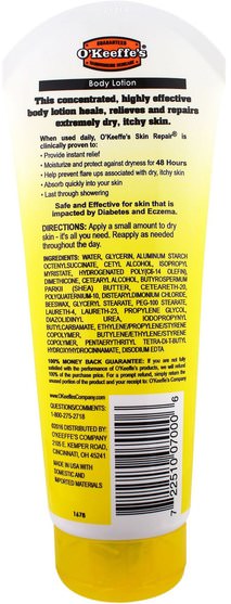 洗澡，美容，潤膚露 - OKeeffes, Skin Repair Body Lotion, Uncented, 7 oz (198 g)