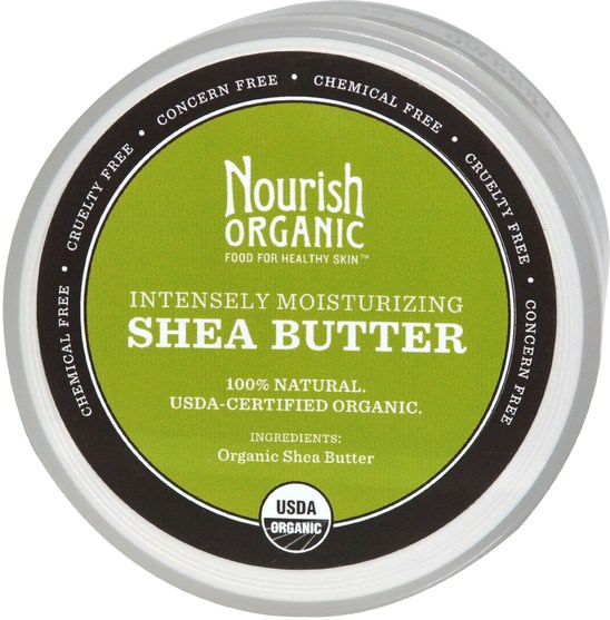 洗澡，美容，潤膚露，乳木果油 - Nourish Organic Intensely Moisturizing Shea Butter, 5.5 oz (155 g)