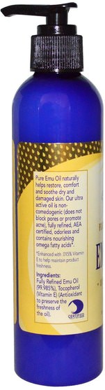 沐浴，美容，潤膚露，皮膚，鴯oil油 - Emu Gold, Emu Oil, Fully Refined, 8 fl oz (240 ml)