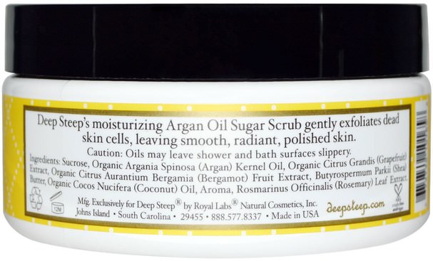 洗澡，美容，身體磨砂，摩洛哥堅果浴 - Deep Steep, Argan Oil Sugar Scrub, Grapefruit Bergamot, 8 oz (226 g)
