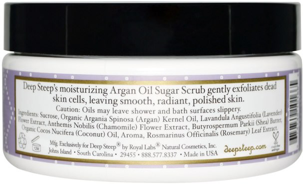 洗澡，美容，身體磨砂，摩洛哥堅果浴 - Deep Steep, Argan Oil Sugar Scrub, Lavender Chamomile, 8 oz (226 g)