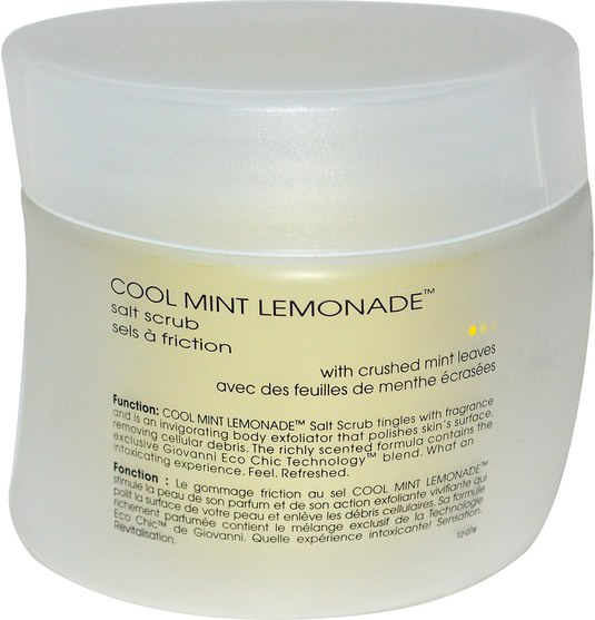 洗澡，美容，身體磨砂 - Giovanni, Salt Scrub, Cool Mint Lemonade, 9 oz (260 g)