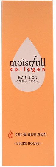 洗澡，美容，骨骼，骨質疏鬆症，膠原蛋白 - Etude House, Moistfull Collagen Emulsion, 6.08 fl oz (180 ml)