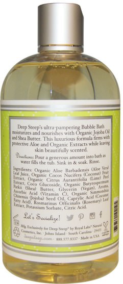 洗澡，美容，泡泡浴 - Deep Steep, Bubble Bath, Coconut Lime, 17 fl oz (503 ml)