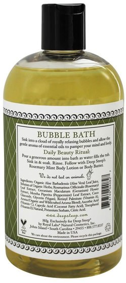 洗澡，美容，泡泡浴 - Deep Steep, Bubble Bath, Rosemary - Mint, 17 fl oz (503 ml)
