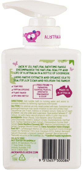 洗澡，美容，泡泡浴 - Jack n Jill, Natural Bathtime, Bubble Bath, Sweetness, 10.14 fl. oz (300 ml)