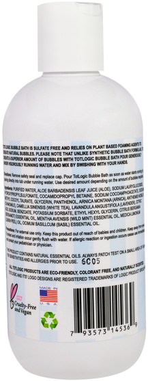 洗澡，美容，泡泡浴 - Logic Products, TotLogic, Bubble Bath, Original Scent, 8 fl oz (236 ml)