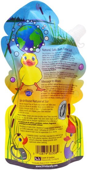 洗澡，美容，泡泡浴 - Smith & Vandiver, Ducky-Bubbles, Marsh Melon, 12.5 fl oz (370 ml)