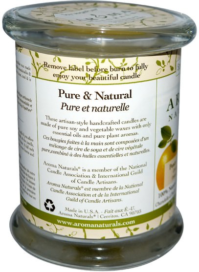 洗澡，美容，蠟燭 - Aroma Naturals, 100% Natural Soy Essential Oil Candle, Peace Pearl, Orange, Clove & Cinnamon, 8.8 oz (260 g)