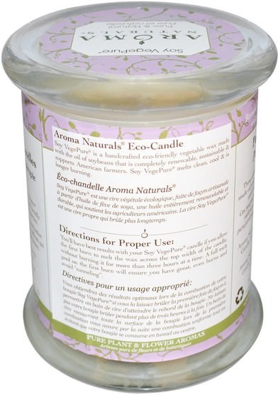 洗澡，美容，蠟燭 - Aroma Naturals, 100% Natural Soy Essential Oil Candle, Serenity, Ylang Ylang & Lavender, 8.8 oz (260 g) 3 x 3.5