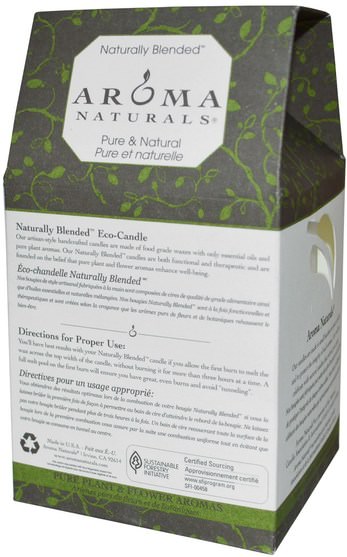 洗澡，美容，蠟燭 - Aroma Naturals, Naturally Blended, Pillar Candle, Meditation, Patchouli & Frankincense, 3 x 3.5