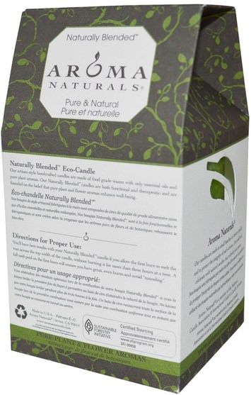 洗澡，美容，蠟燭 - Aroma Naturals, Naturally Blended, Pillar Candle, Vitality, Peppermint & Eucalyptus, 3 x 3.5