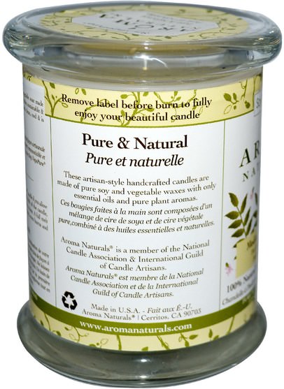 洗澡，美容，蠟燭 - Aroma Naturals, Soy VegePure, 100% Natural Soy Pillar Candle, Meditation, Patchouli & Frankincense, 8.8 oz (260 g)