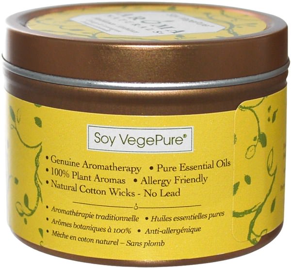 洗澡，美容，蠟燭 - Aroma Naturals, Soy VegePure, Ambiance, Orange & Lemongrass, 2.8 oz (79.38 g)