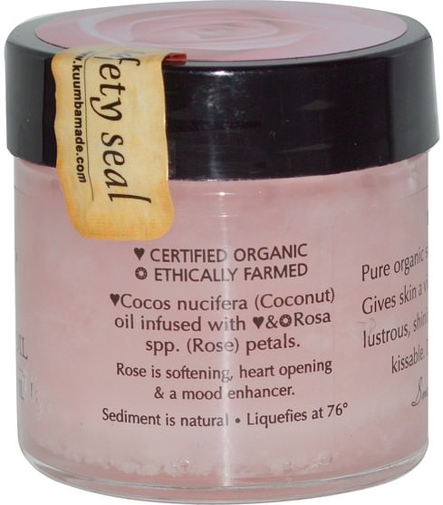 沐浴，美容，椰子油皮 - Kuumba Made, Rose Coconut Oil, 1 oz (29.57 ml)