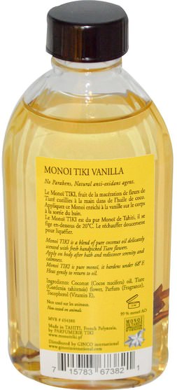 沐浴，美容，椰子油皮 - Monoi Tiare Tahiti, Coconut Oil, Vanilla, 4 fl oz (120 ml)