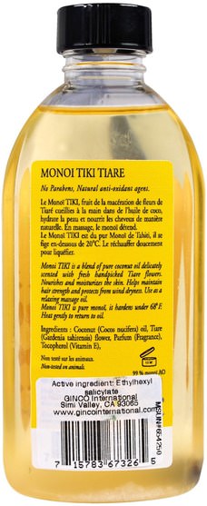 沐浴，美容，椰子油皮 - Monoi Tiare Tahiti, Sun Tan Oil With Sunscreen, 4 fl oz (120 ml)