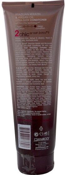 洗澡，美容，護髮素，摩洛哥堅果 - Giovanni, 2Chic, Ultra-Sleek Conditioner, Brazilian Keratin & Argan Oil, 8.5 fl oz (250 ml)