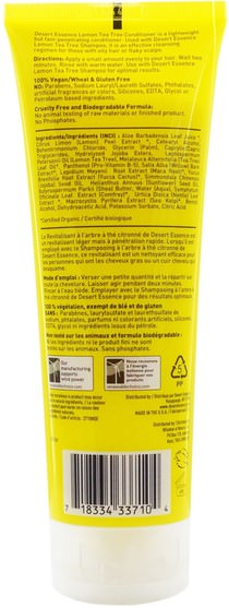 洗澡，美容，護髮素，頭髮，頭皮，洗髮水，護髮素 - Desert Essence, Lemon Tea Tree Conditioner, 8 fl oz (237 ml)