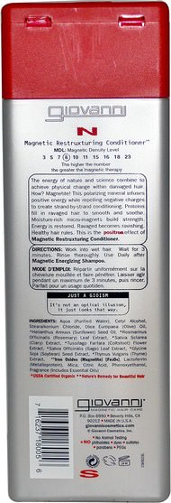 洗澡，美容，護髮素，頭髮，頭皮，洗髮水，護髮素 - Giovanni, Magnetic Restruxturing Conditioner, 8.5 fl oz (250 ml)