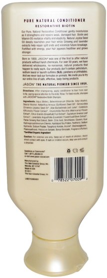 洗澡，美容，護髮素，頭髮，頭皮，洗髮水，護髮素 - Jason Natural, Conditioner, Restorative Biotin, 16 oz (454 ml)