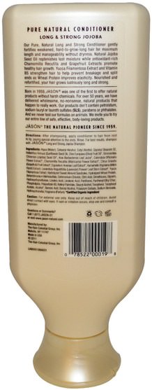 洗澡，美容，護髮素，頭髮，頭皮，洗髮水，護髮素 - Jason Natural, Pure Natural Conditioner, Long & Strong Jojoba, 16 fl oz (454 g)