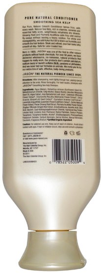 洗澡，美容，護髮素，頭髮，頭皮，洗髮水，護髮素 - Jason Natural, Pure Natural Conditioner, Smoothing Sea Kelp, 16 oz (454 g)