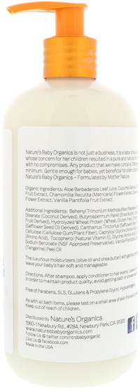 洗澡，美容，護髮素，兒童洗澡 - Natures Baby Organics, Conditioner & Detangler, Vanilla Tangerine, 16 fl oz (473.2 ml)