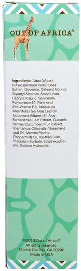 洗澡，美容，霜腳，皮膚，身體黃油 - Out of Africa, Shea Butter Foot & Leg Cream, Peppermint Menthol & Tea Tree, 4 oz (118.3 ml)