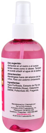 洗澡，美女 - De La Cruz, Rose Water Body Splash, 8 fl oz (236 ml)