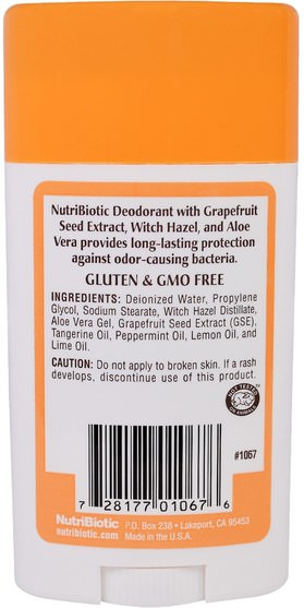 洗澡，美容，除臭劑，身體護理 - NutriBiotic, Long Lasting Deodorant, Mango Melon, 2.6 oz (75 g)